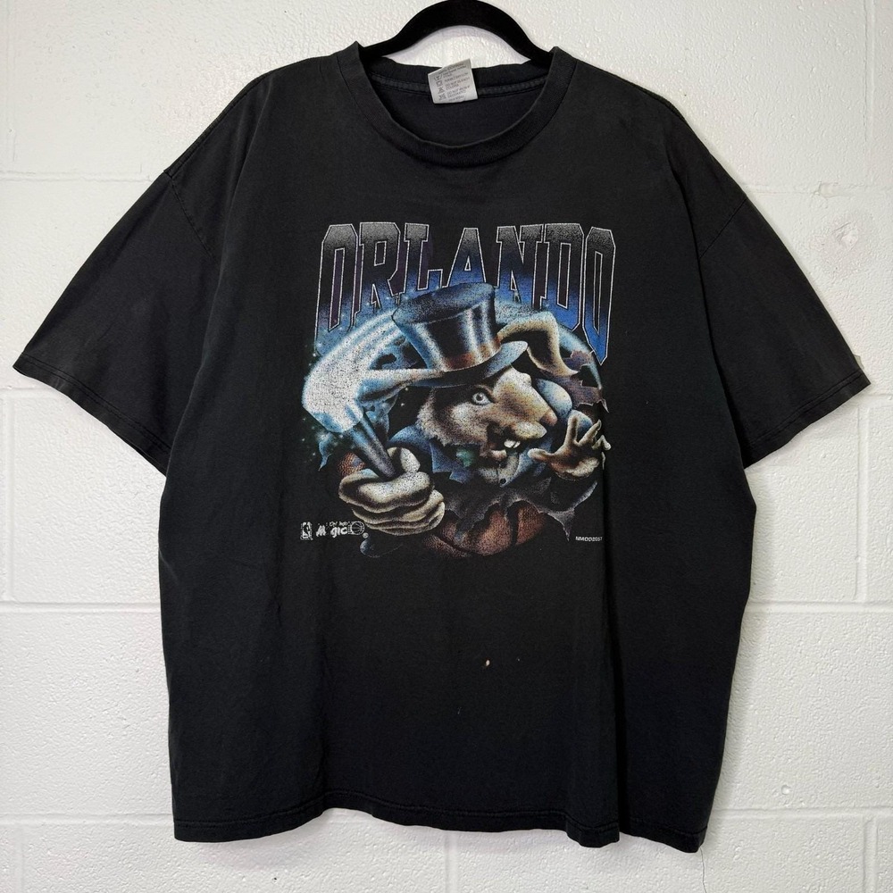 Vintage 90s Orlando Magic NBA Basketball Realistic Rabbit Nutmeg? T-Shirt Sz XL